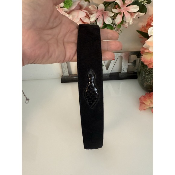 Liz Claiborne Genuine‎ Suede Leather Snake Trim Belt Women\'s Small Black 26-29\